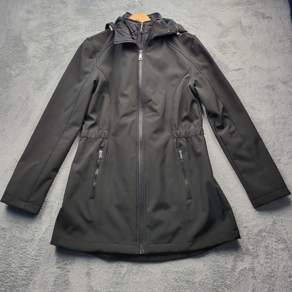 Lauren Ralph Lauren Womens Soft Shell Jacket Hooded Size Small Petite Pockets